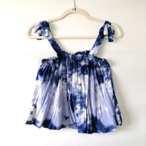 Self Esteem Girls Blue White Sleeveless Square Neck Tie Dye Tank Top Size L - Picture 1 of 7
